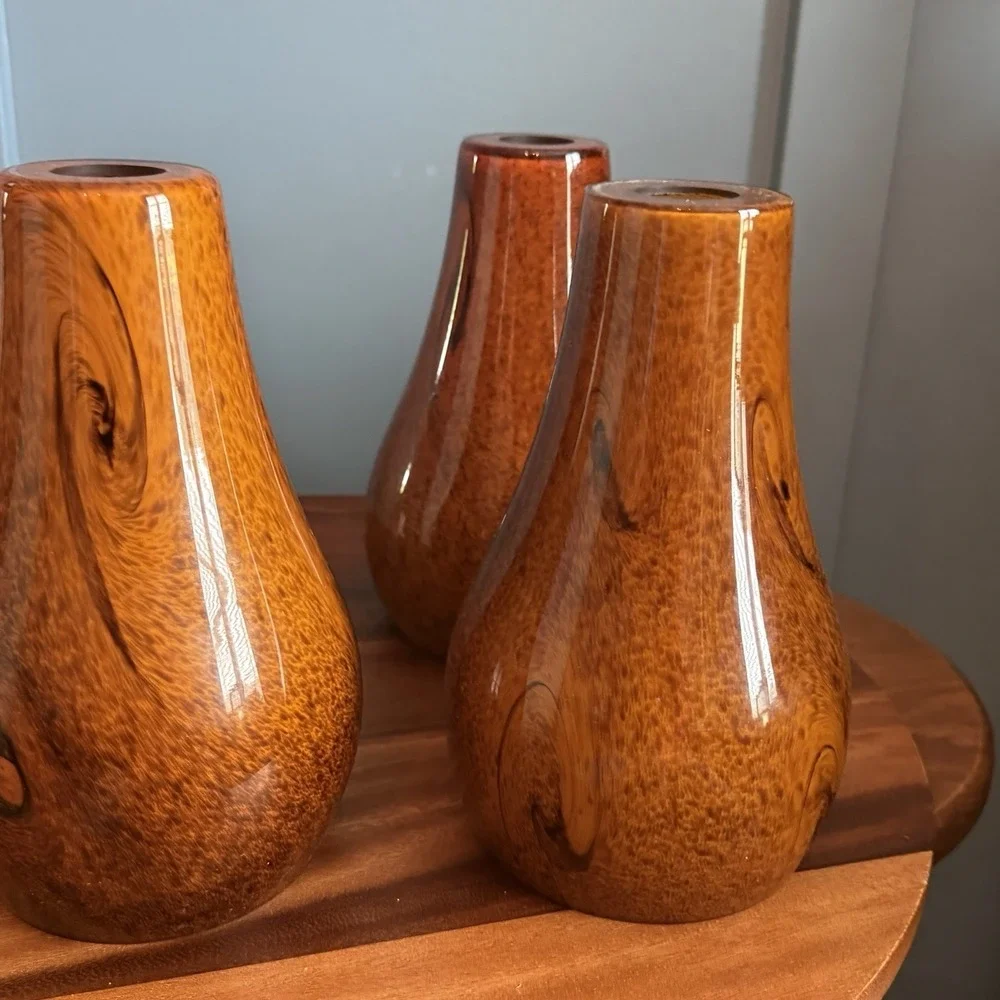 Set of 3 Amber Swirl Glass Pendant Lamp Shades Mission Style Cognac Tortoise